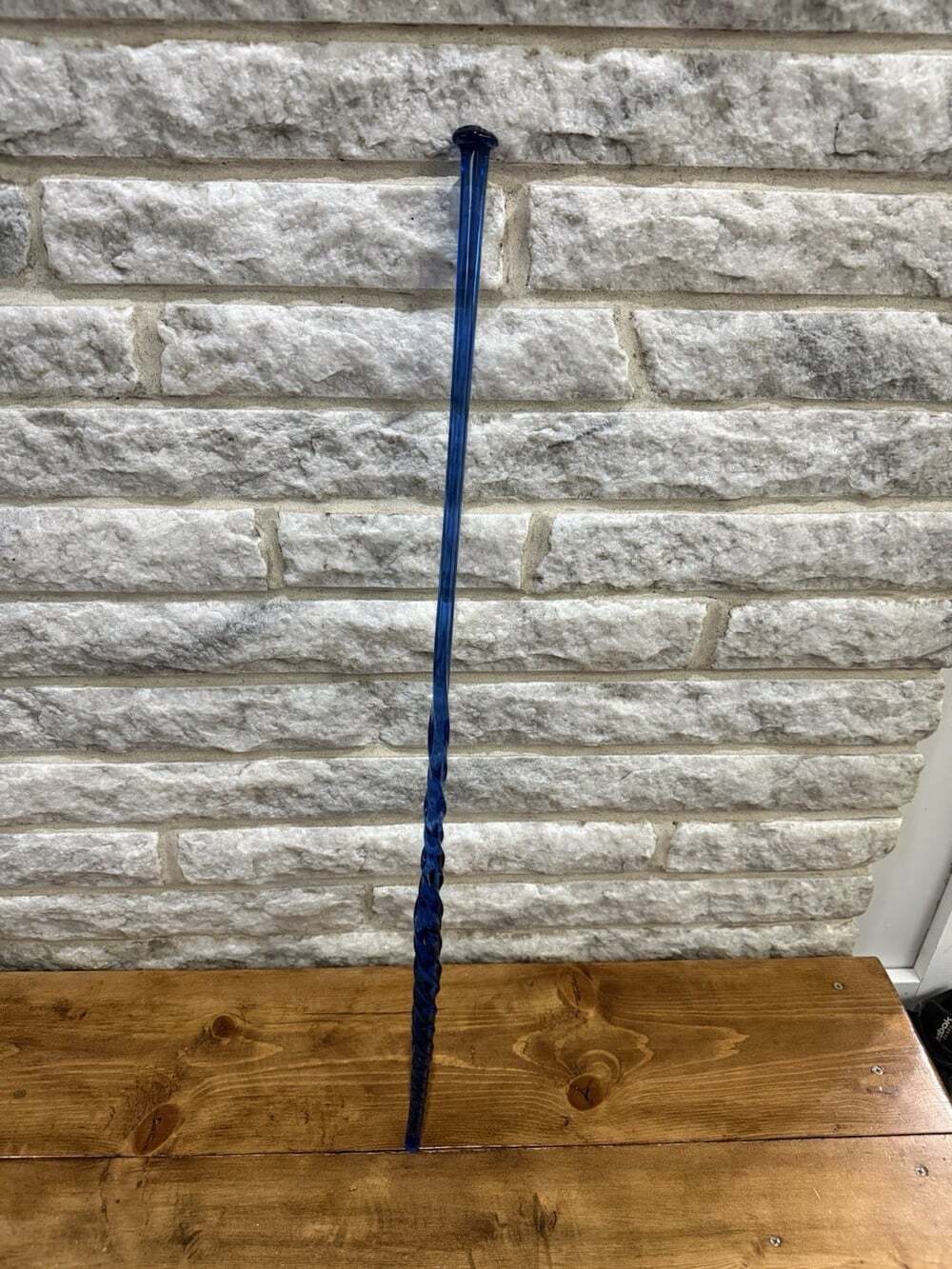 VTG Hand Blown Art Glass Twisted Solid Core Libbey signed Walking Stick Cane